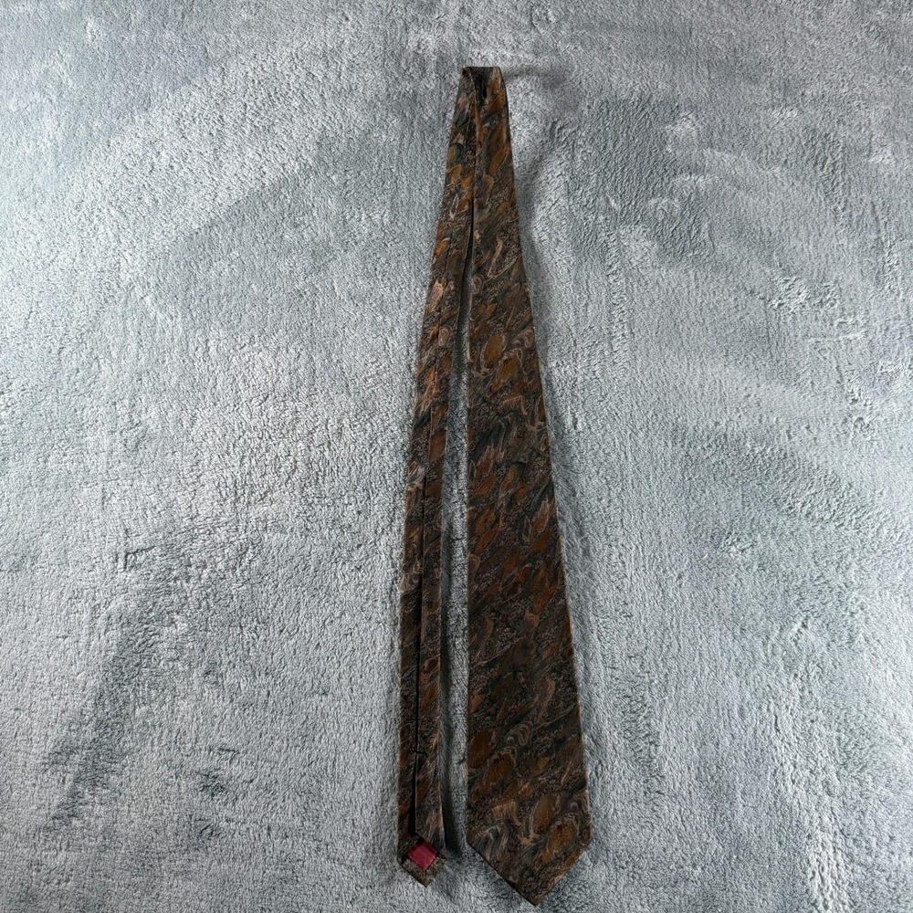 Bella Nova Couture Silk Tie Brown Bronze Abstract Pattern Made‎ in Italy Mens